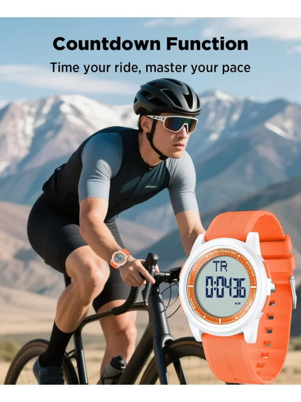 Ultra-Thin Waterproof Digital Sports Watch for Men & Women, 44mm Silicone, Alarm